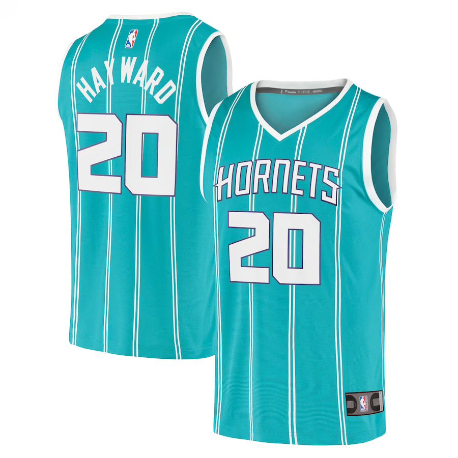 Men Charlotte Hornets 20 Gordon Hayward Fanatics Branded Teal Fast Break Replica NBA Jersey